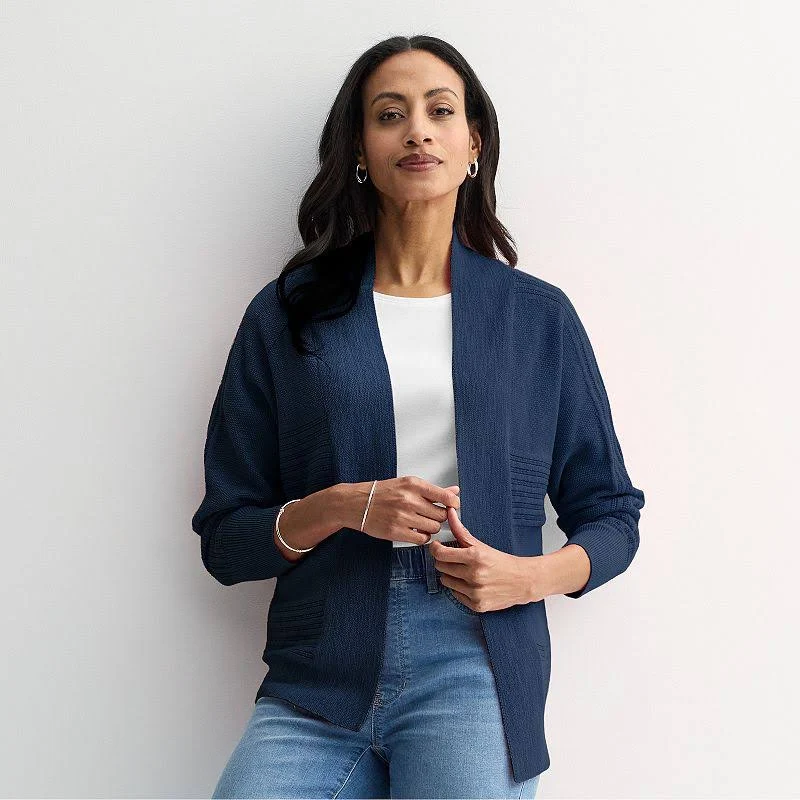 outerwear Women's Croft & Barrow Textured Open-Front Cardigan, Size: Medium, Seattle Navy Kohl's $24.49