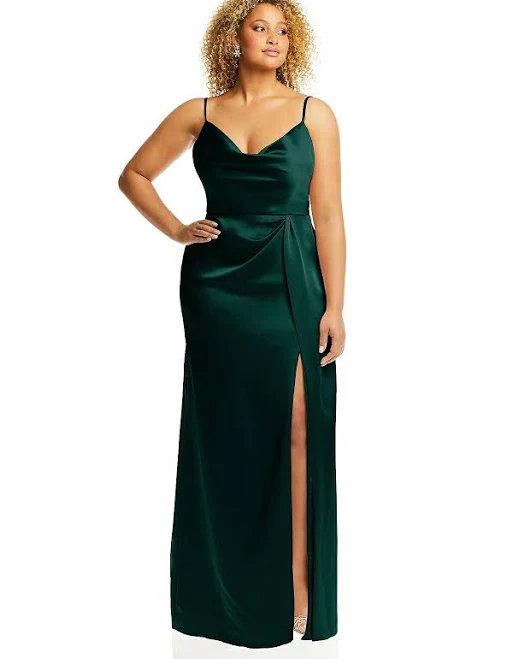 dress Women's Dessy Collection Dresses Dessy Cowl-Neck Draped Wrap Maxi Dress With Front Slit Dessy Group $217.8
