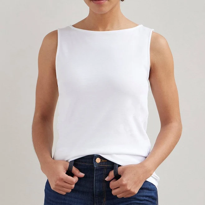 sleeveless top Women's Fair Indigo Sleeveless Boat Neck Tee 100% Organic Cotton Fair Indigo $43.9