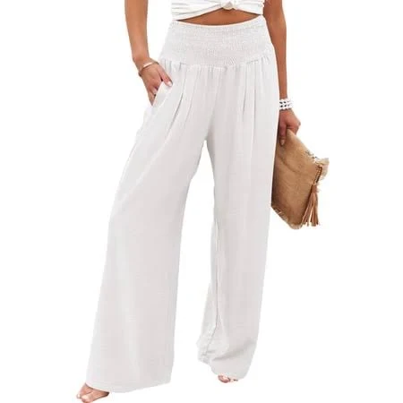 pants Women's Flowy Wide Leg Palazzo Pants with Pockets Walmart - ANRABESS FASHION $19.99