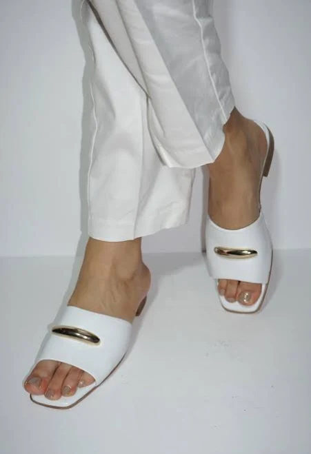 shoes Women's Genuine Leather Slip-On Slides with Gold Buckle Etsy - Seller $133.48