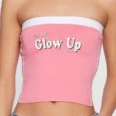 tube top Women's Glow Up Graphic Seamless Cropped Tube Top Rainbow Shops $6.99