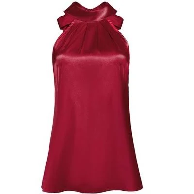 top Women's Halter Neck Sleeveless Tie Back Satin Work Blouse Target $31.99