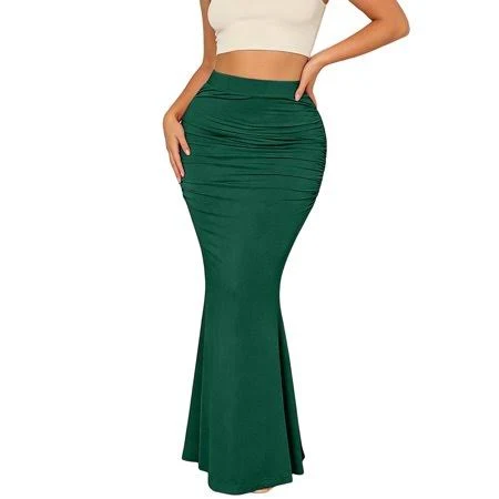 maxi skirt Women's High Waist Slim Fit Stretchy Maxi Skirt Walmart - Aihuaihua Merry Christmas $22.95