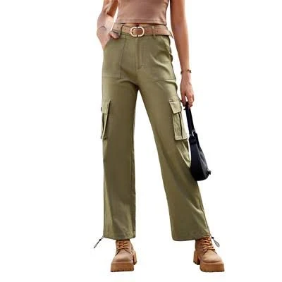 pants Women's High Waisted Cargo Pants Travel Streetwear Baggy Stretchy Pants with 6 Pockets Drawstring Ankle Cuffs,Army Green - L Target $44.99