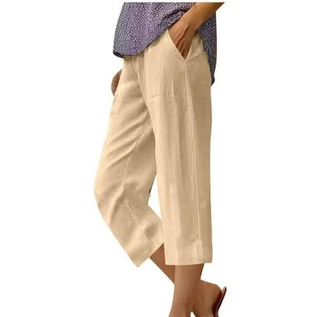 pants Women's High-Waisted Cropped Linen Capri Pants Walmart - Vela Collective $16.6