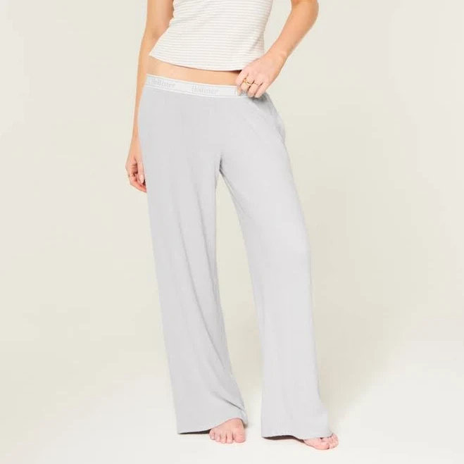 pants Women's Hollister Cozy Rib Elastic Waist Wide-Leg Pants Hollister Co - Official $39.95