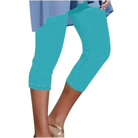 leggings Women's Lightweight High-Waisted Cropped Capri Leggings Walmart - longciy $8.99