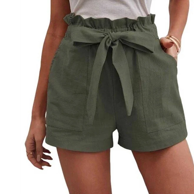 shorts Women's Linen Blend High Waisted Paperbag Shorts with Pockets, Casual Tie Waist Shorts, Size: XXL, Army Green Kohl's $31.99