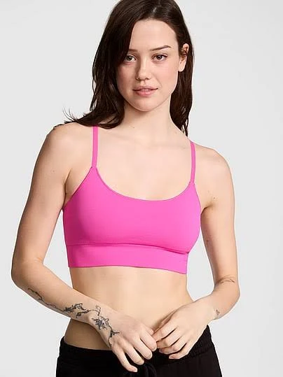 top Women's Pink Seamless Scoop Racerback Sports Bra Victoria's Secret $19.99