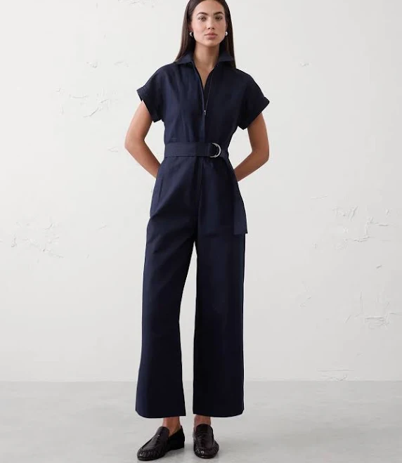 romper Women's Preppy Linen-Blend Jumpsuit Banana Republic Factory $80