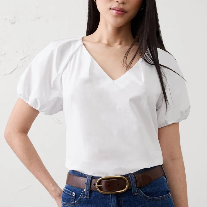 top Women's Puff-Sleeve V-Neck Top Banana Republic Factory $48