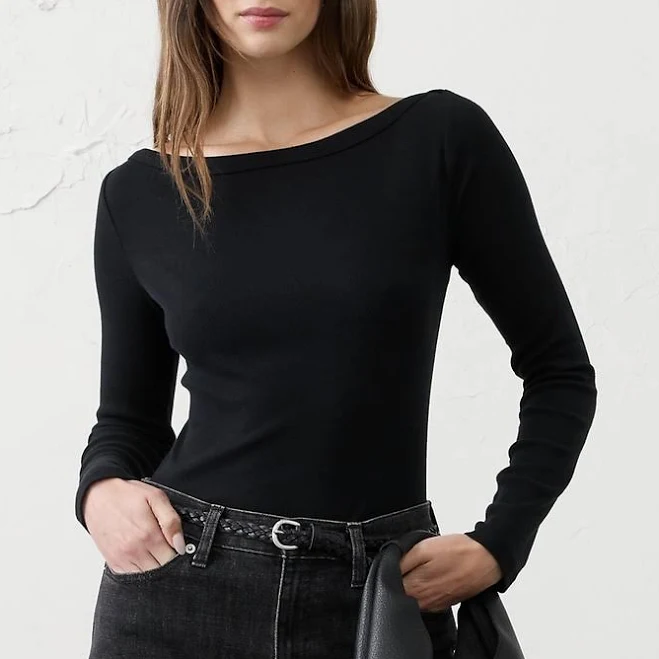 top Women's Ribbed Boatneck Top Banana Republic Factory $22.5
