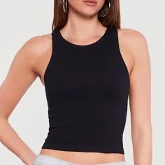 top Women's Seamless Rib Knit Racerback Crop Top Rainbow Shops $5.99