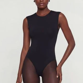 top Women's Sleeveless Crew Neck Bodysuit Rainbow Shops $9.97