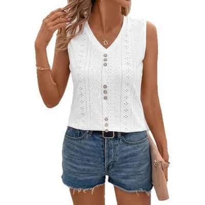 top Women's Sleeveless V-Neck Eyelet Tank Top Target $31.99