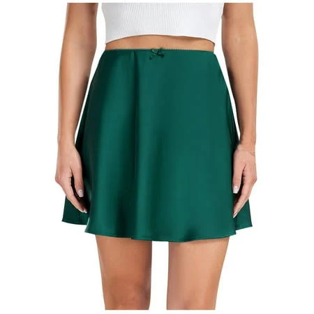ultra-mini Women's Stain Silk High Waisted Half Slip Mini Skirt Walmart - QiLing $9.71