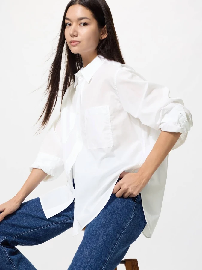 top Women's UNIQLO Cotton Oversized Shirt uniqlo.com/us $29.9