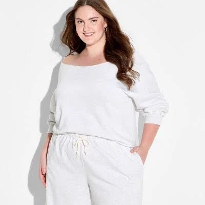 top Women's Wild Fable Off the Shoulder Pullover Sweatshirt Target $30