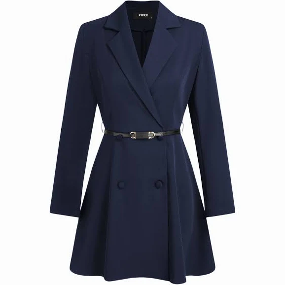 dress Women's Woven Notched Collar V-Neck Mini Dress with Belt Cider $47.9