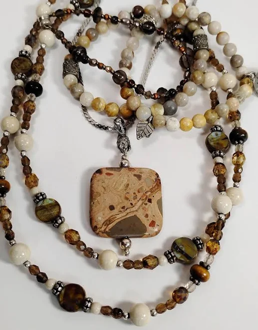 accessory Wonder Stone Jasper Pendant Chain, Necklace, and 3 Bracelets Etsy - EMarketTreasures $34.99