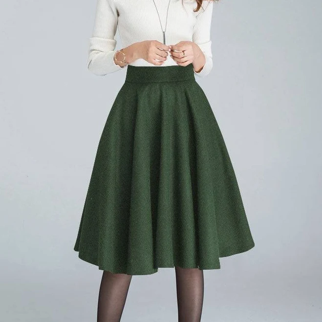 skirt Wool Blend A-Line Skirt with Pockets XiaoLizi $119