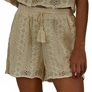 shorts Woven Cotton Linen Crochet Shorts In Natural ShopSimon $38.35