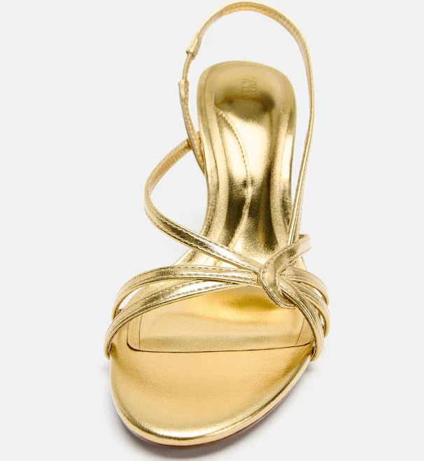 shoes Zara Laminated Strap Heeled Sandals Zara USA $59.9