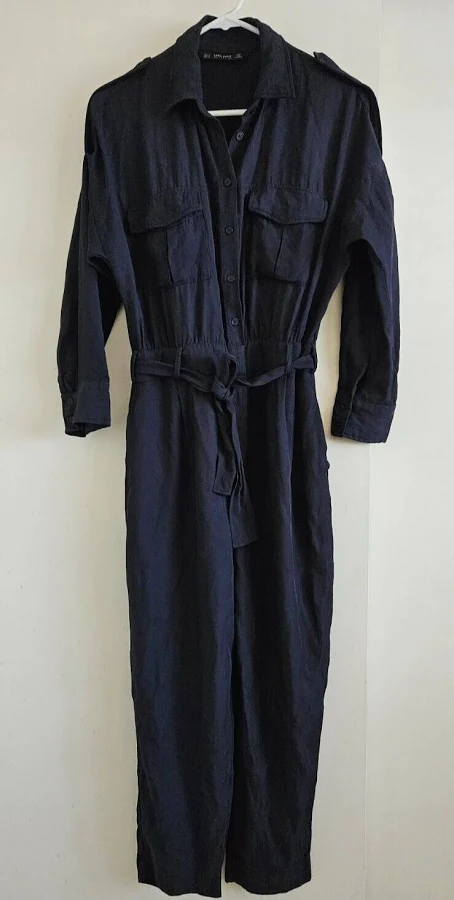 jumpsuit Zara Navy Blue Tencel Utility 3/4 Sleeve Jumpsuit Size S eBay - jetwhite88 $29.99