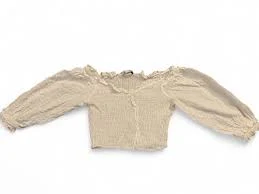 crop top Zara Smocked Off The Shoulder Crop Top Ruffle V-Neck Puff Sleeve Size Med White eBay $11.99