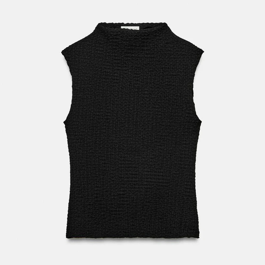 top Zara Textured Mock Neck Top Zara USA $25.9