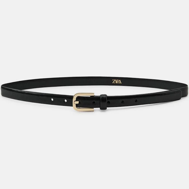 accessory Zara Woman's Leather Belt with Metal Buckle Zara USA $45.9