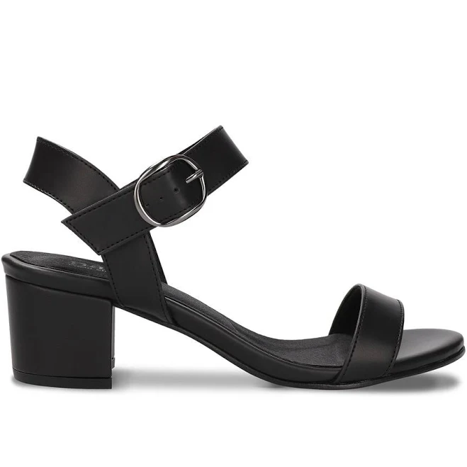 shoes Zinnia Black Vegan Heeled Sandals With Straps Urbankissed $83.88