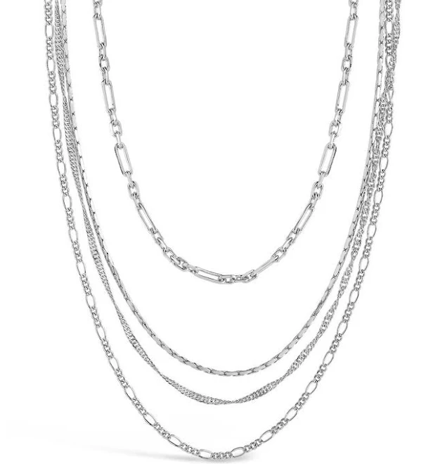 Sterling Forever Women's 14K Gold & Rhodium Plated Brass Multi Chain Layered