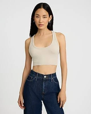 Express Women's Bodycon Seamless Ribbed Racerback Crop Top