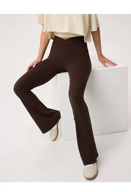 Aerie Real Me High Waisted Crossover Flare Leggings