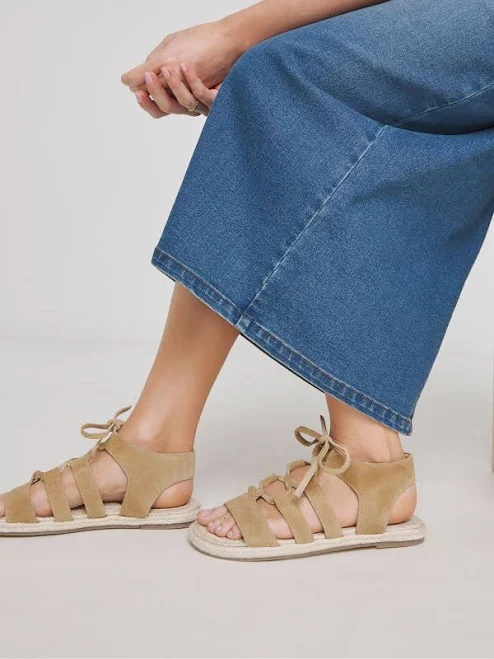 Simply Be Women's Wide Fit Lace Up Espadrille Sandals