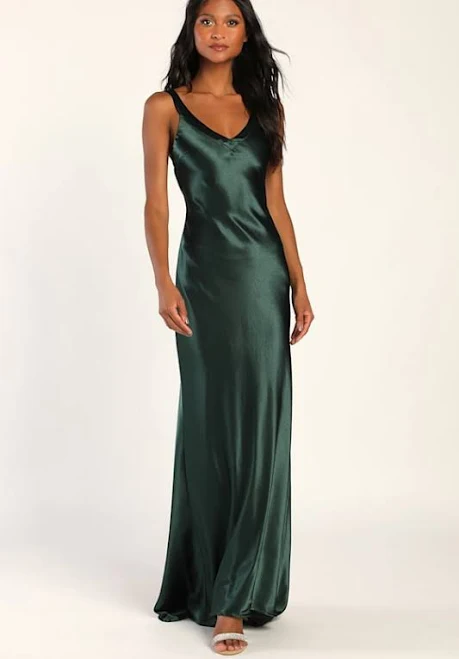Lulus Satin Strappy Maxi Dress
