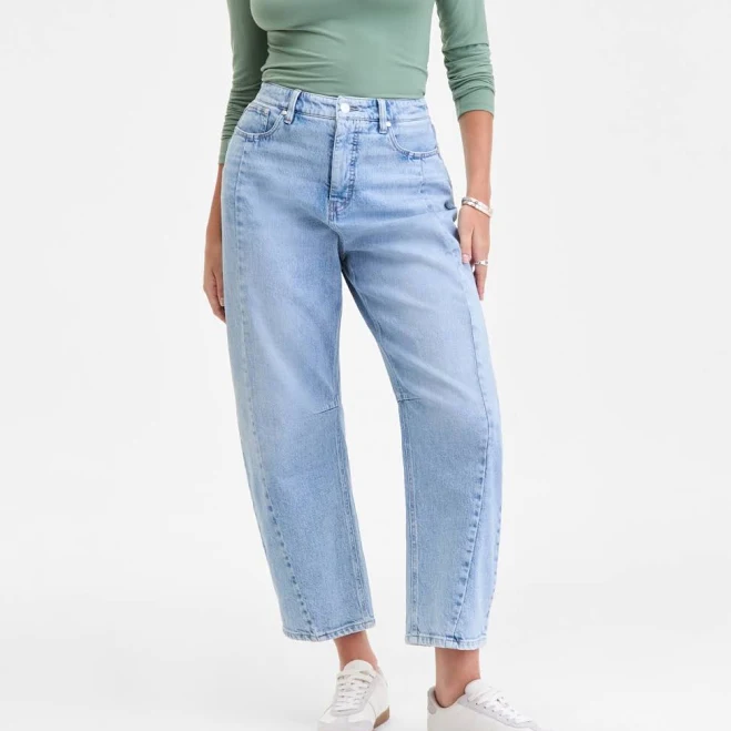 On 34th Women's Cropped High-Rise Barrel-Leg Jeans