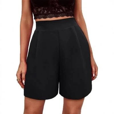Women's High-Waisted Pleated Wide Leg Shorts