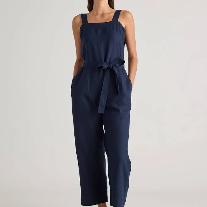 Quince Women's European Linen Square Neck Jumpsuit
