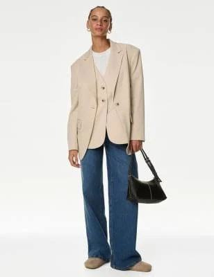 M&S Lyocell Rich Relaxed Single Breasted Blazer
