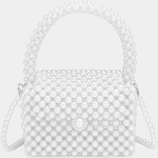 Pearl Beaded Mini Top Handle Handbag