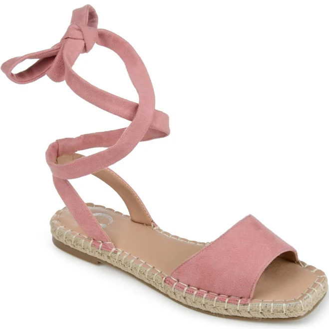 Journee Collection Women's Emelie Espadrille Flat Sandals - Rose - Size 7W