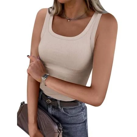 Women's Ribbed Fitted Scoop Neck Tank Top