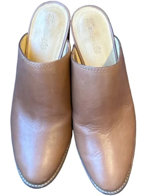 Madewell Shoe Size 8 Tan Leather Mule Block Heel Pointed Toe Shoes
