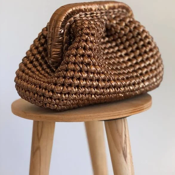 Handmade Woven Metallic Pouch Clutch