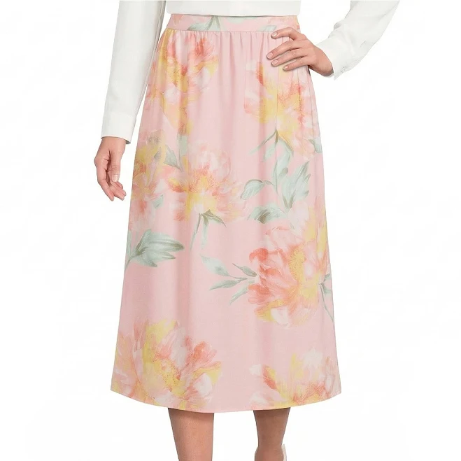 Floral Print Midi Skirt with Side Pockets