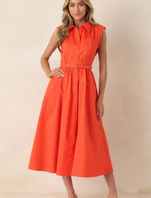 Hello Gorgeous Cotton Belted Midi Dress