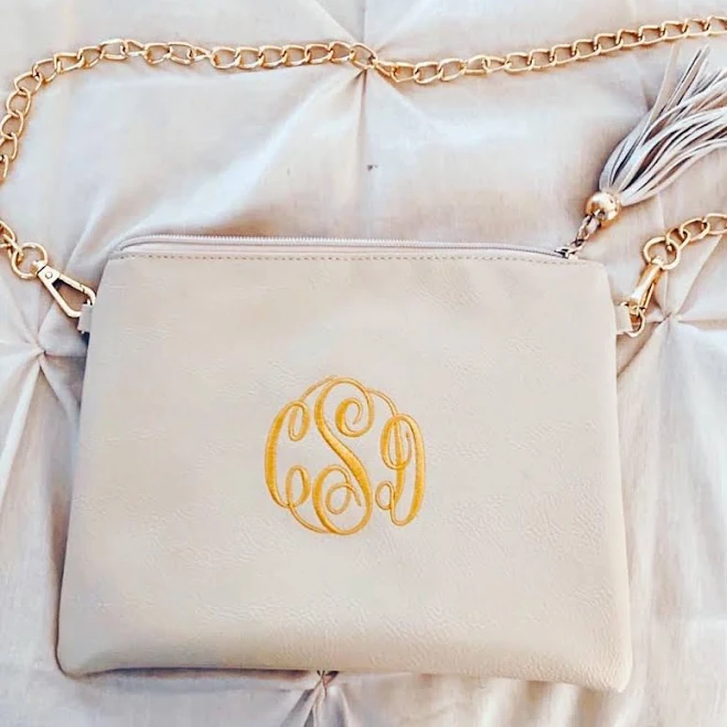 Personalized Pebble Leather Crossbody Bag